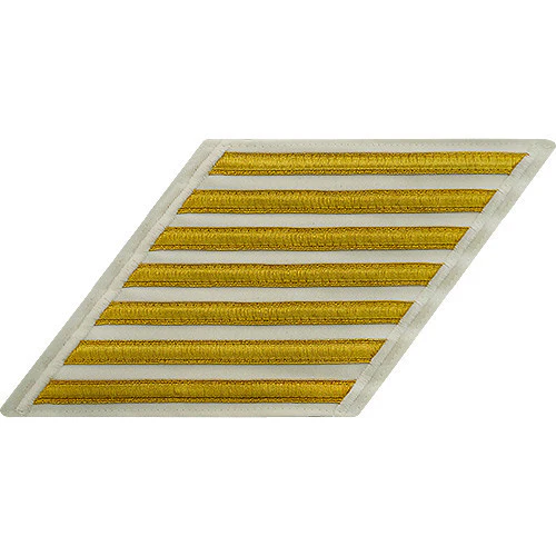Navy CPO Hash Marks: Gold Lace on White - set of 7