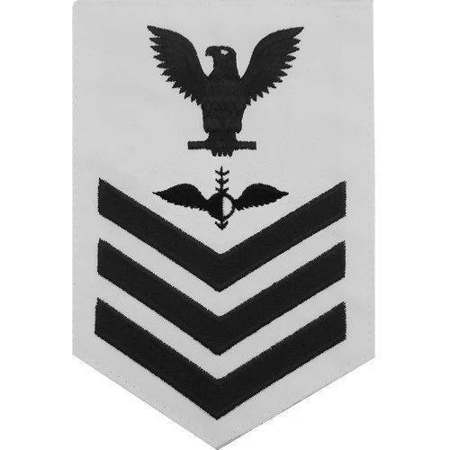 Navy E6 MALE Rating Badge: Aerographer's Mate - white