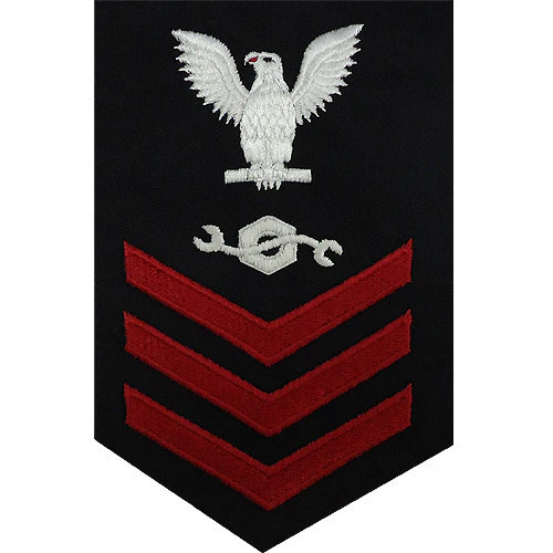 Navy E6 MALE Rating Badge: Construction Mechanic - blue