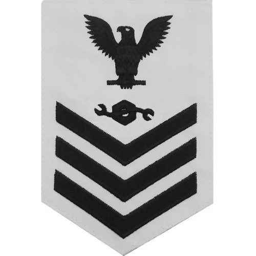 Navy E6 MALE Rating Badge: Construction Mechanic - white