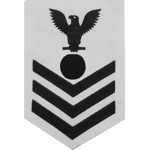 Navy E6 MALE Rating Badge: Electrician's Mate - white