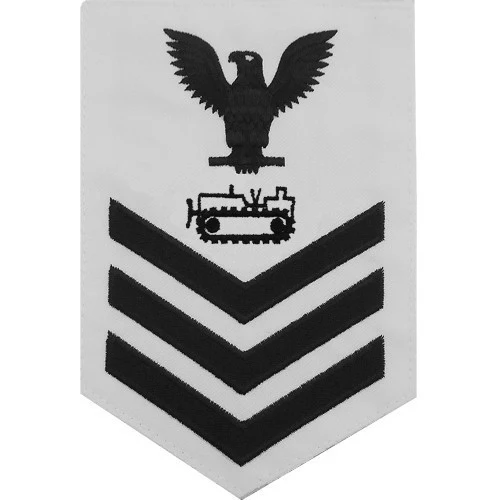 Navy E6 MALE Rating Badge: Equipment Operator - white