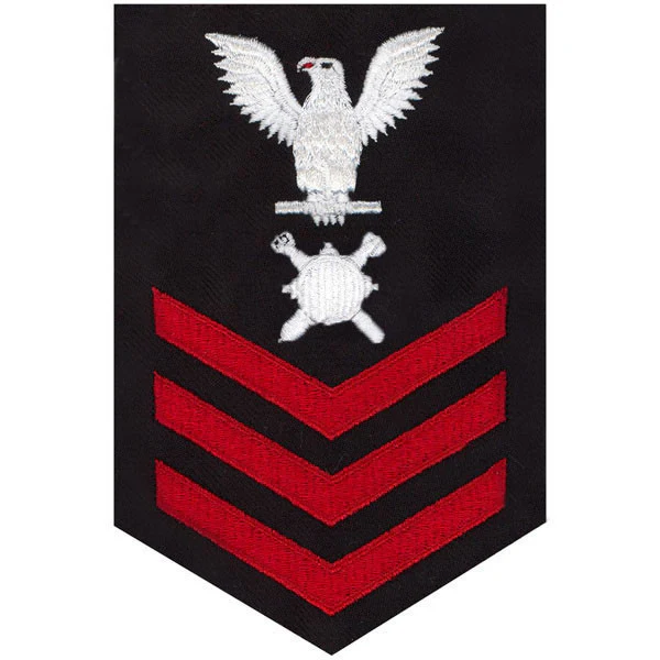 Navy E6 MALE Rating Badge: Explosive Ordnance - blue