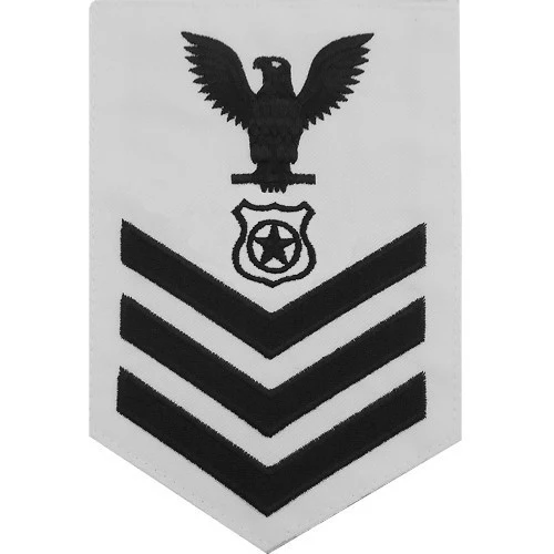 Navy E6 MALE Rating Badge: Master At Arms - white