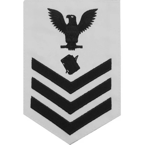 Navy E6 MALE Rating Badge: Personnelman - white