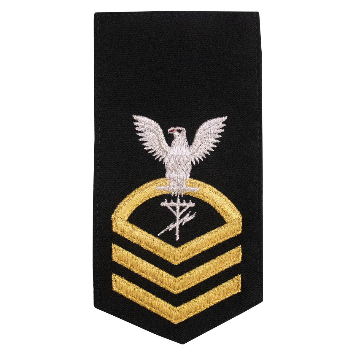 Navy E7 FEMALE Rating Badge: CE Construction Electrician - seaworthy gold on blue
