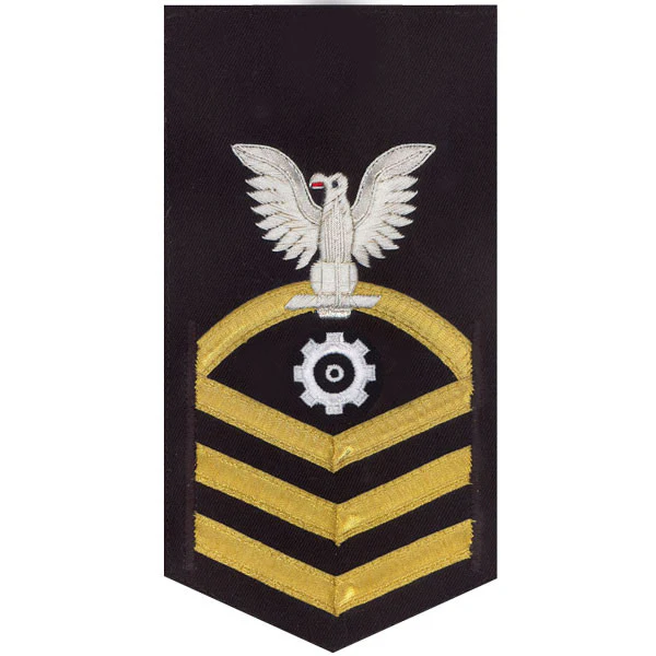 Navy E7 MALE Rating Badge: Engineman - vanchief on blue