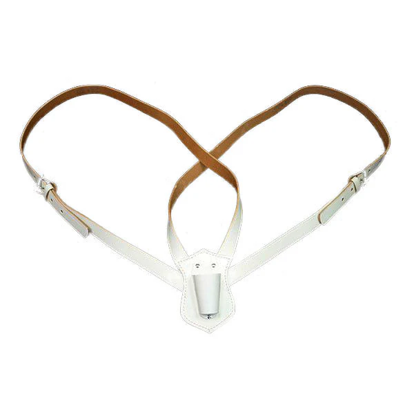 Flag Carrier: White Leather - double strap