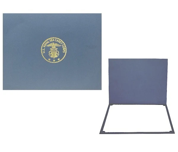 US Naval Sea Cadets - 8-1/2" x 11" Blue Certificate Folder with gold USNSCC Logo