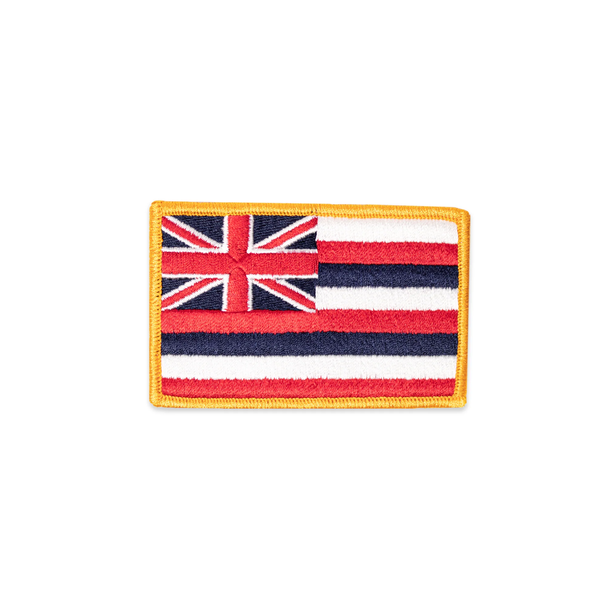 Flag Patch: Hawaii State Flag - 3 1/2" by 2 1/4" inches gold merrowed edge