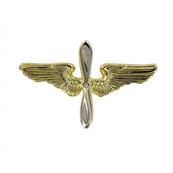 Air Force Academy Cap Device 3" : Gold Wings and Silver Propeller