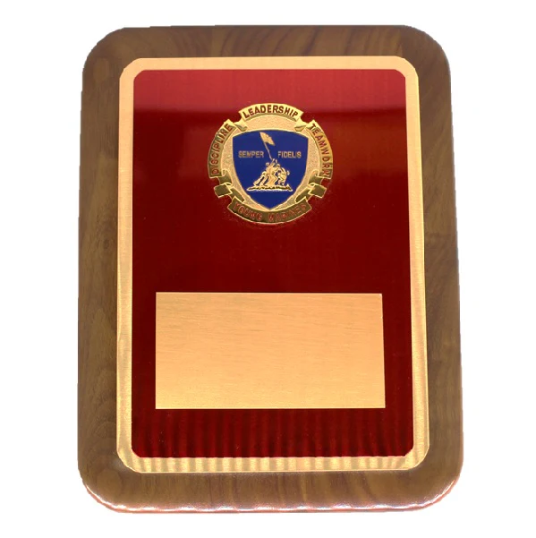 Young Marines Plaque: 7" X 9" Walnut with DOM - engraving plate
