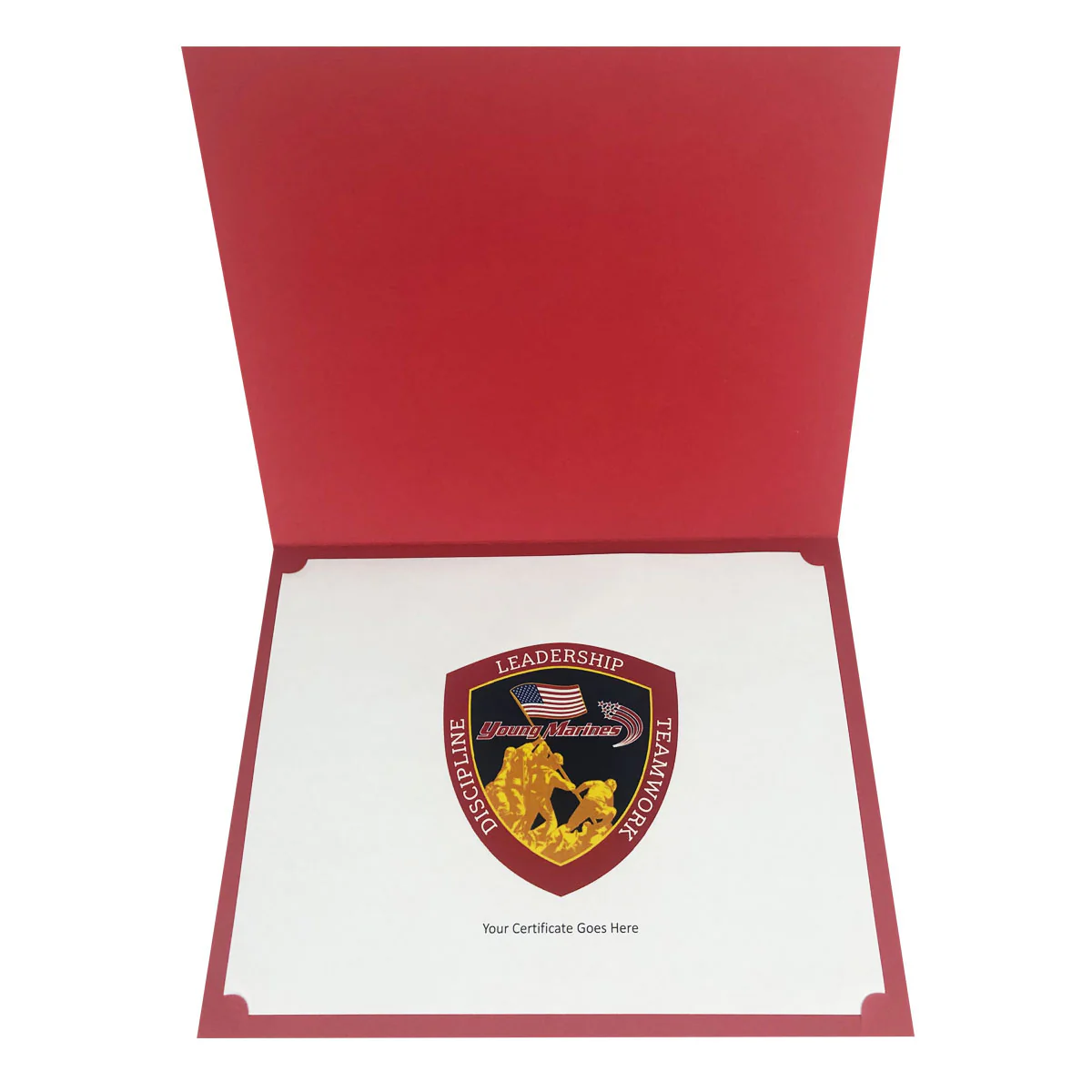 Young Marines - 8-1/2" x 11" Red Certificate Folder with Young Marines Logo