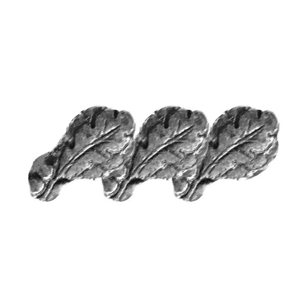 Ribbon Attachments: Three Oak Leaves Mounted on a Bar - silver oxidized