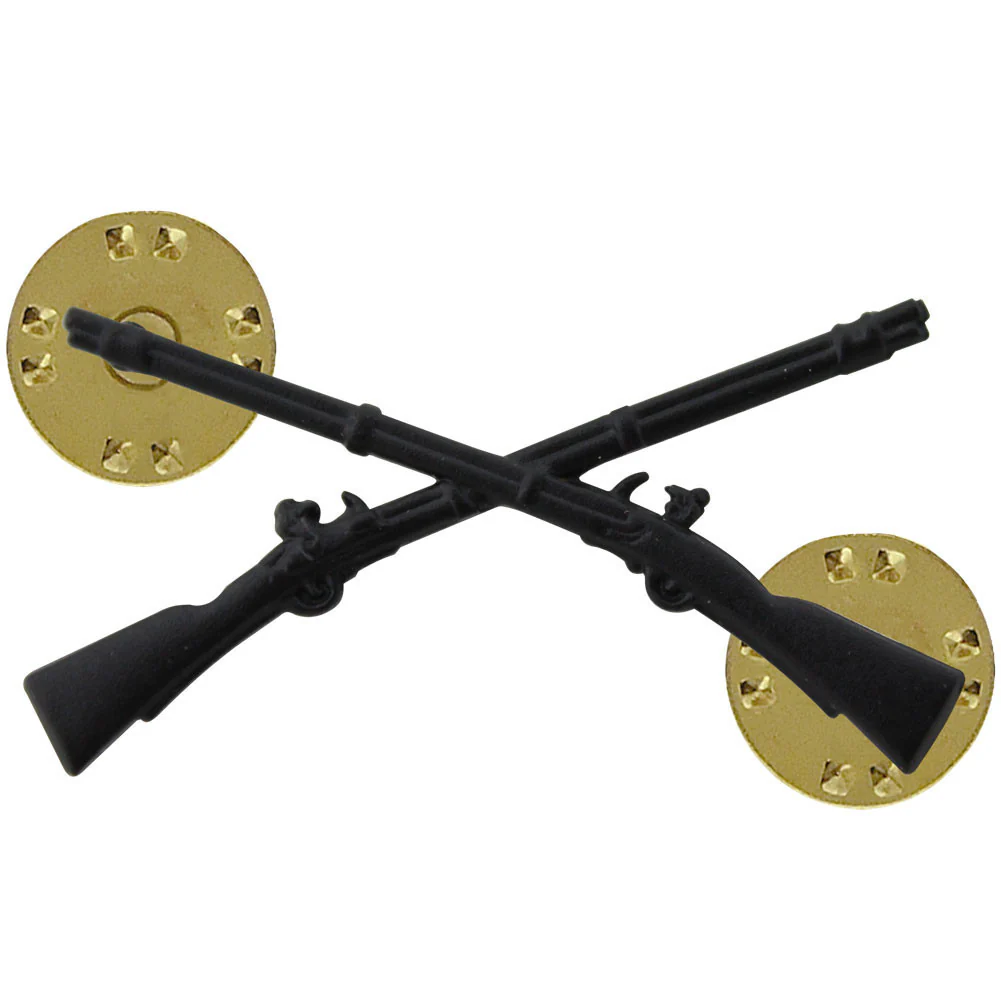 Army Officer Collar Device: Infantry - black metal