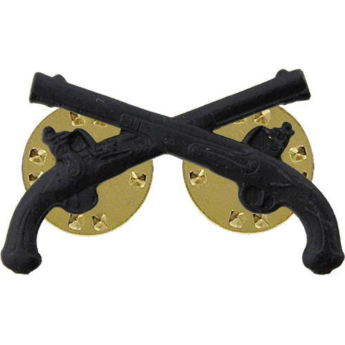 Army Officer Collar Device: Military Police - black metal