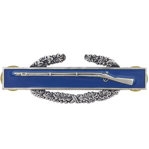 Army Badge: Combat Infantry First Award - regulation size, silver oxidized