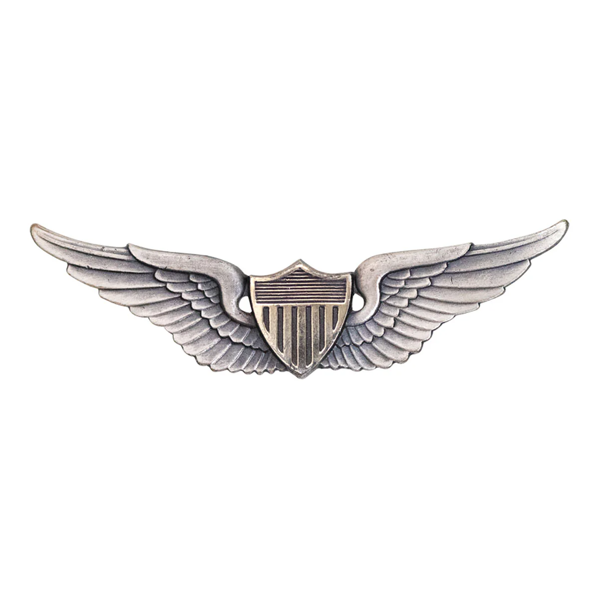Army Badge: Aviator - 2" blouse miniature, silver oxidized