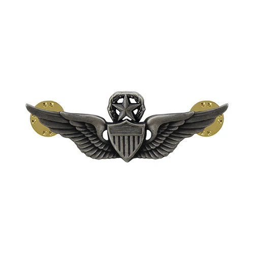 Army Badge: Master Aviator - 2" blouse miniature, silver oxidized