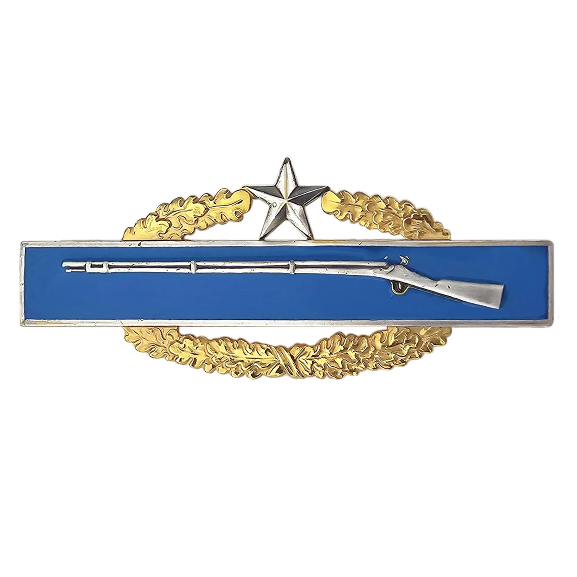 Army Badge: Master Combat Infantry Second Award - regulation size, silver oxidized