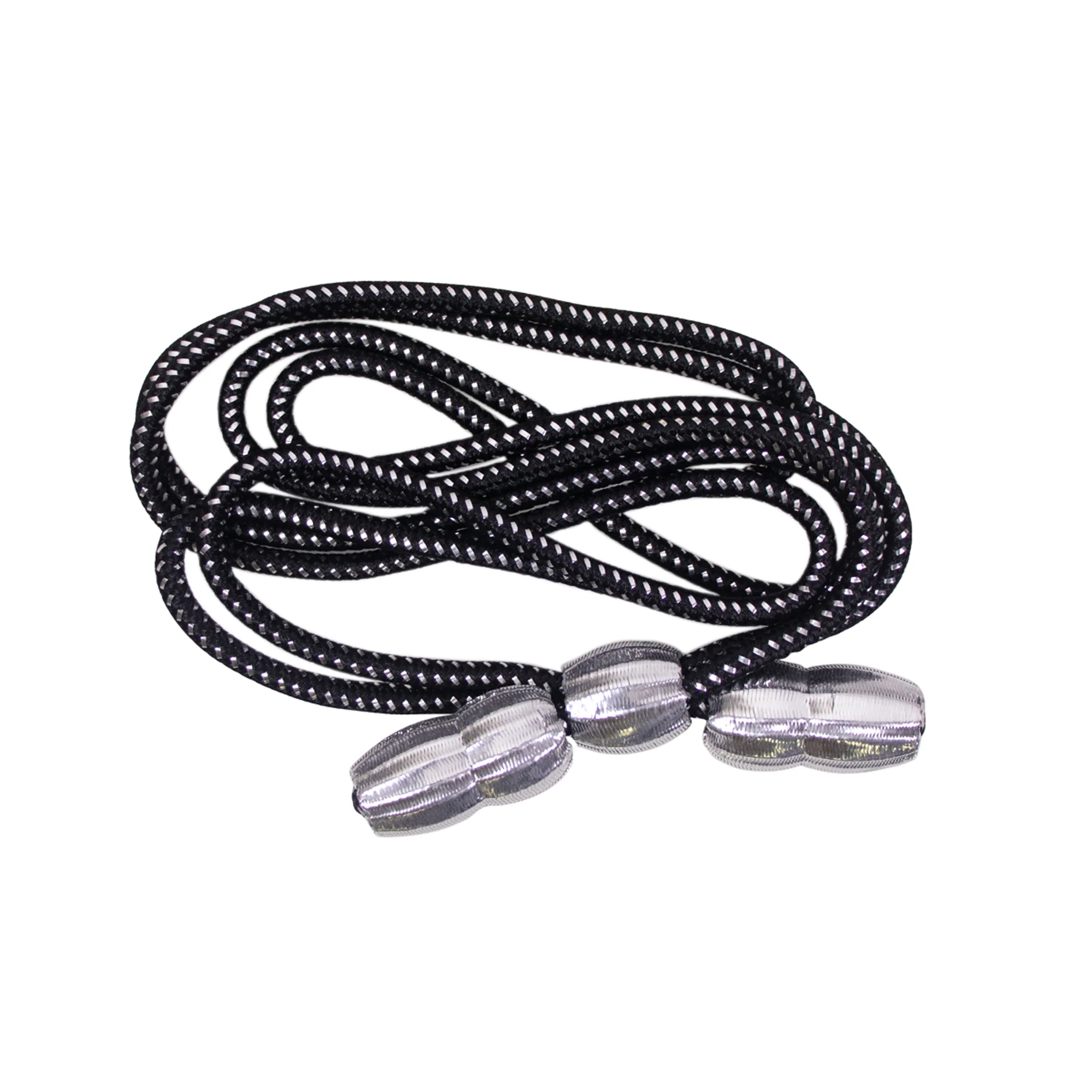Army Hat Cord: Black and Silver with Silver Mylar Acorns