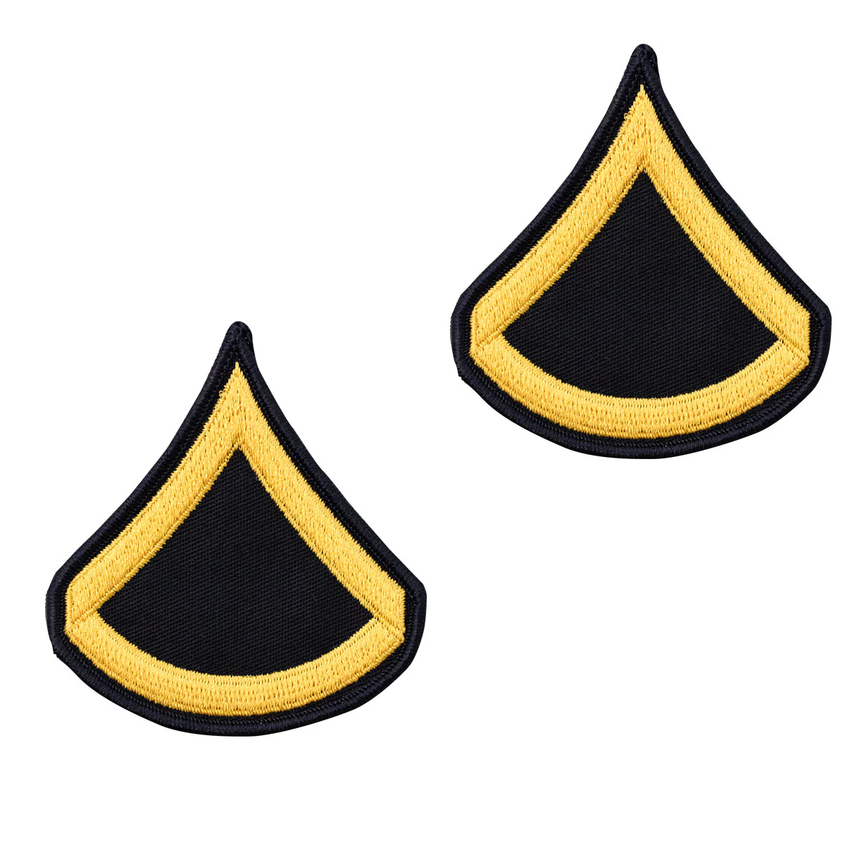 Army Chevron: Private First Class - gold embroidered on blue, male