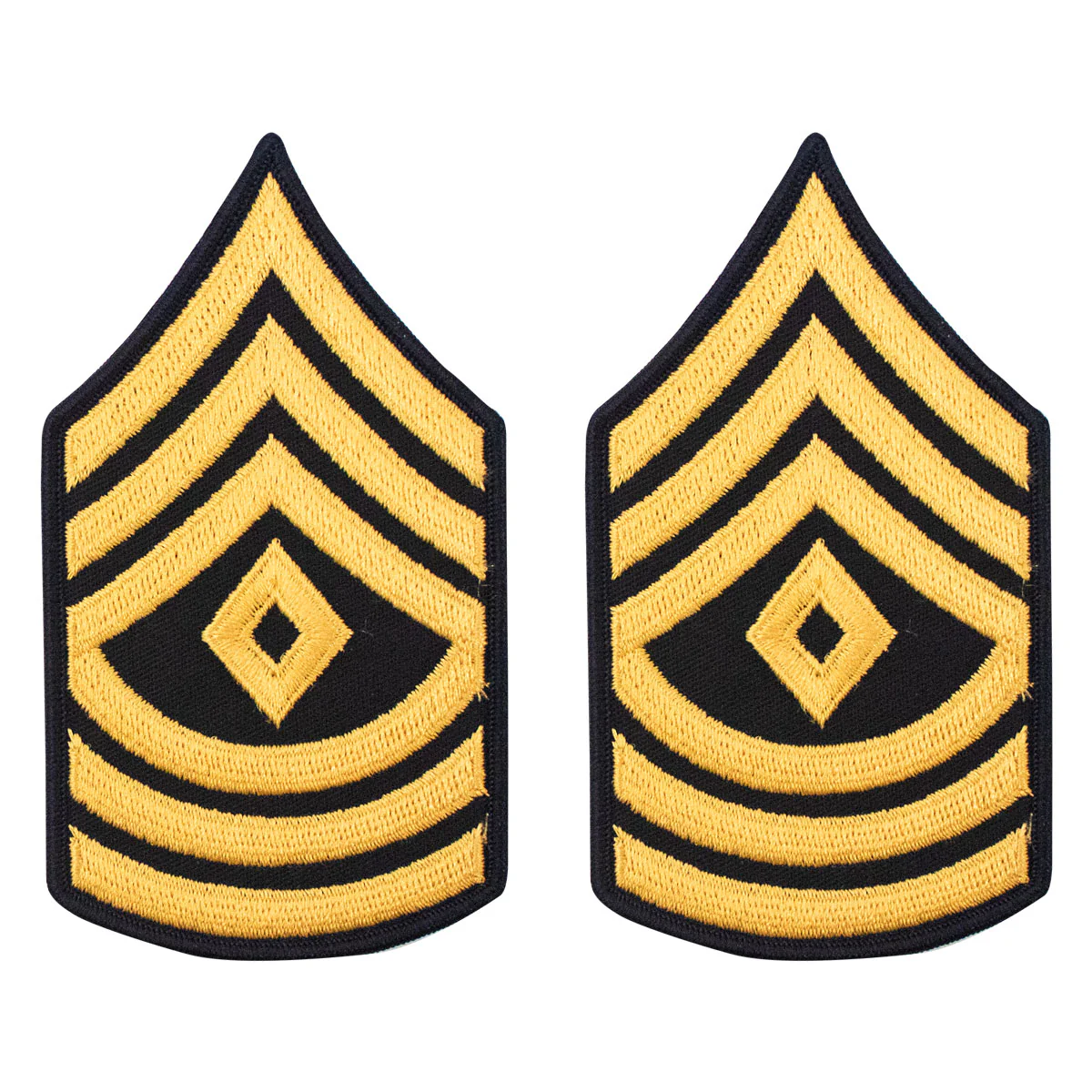 Army Chevron: First Sergeant - gold embroidered on blue, male