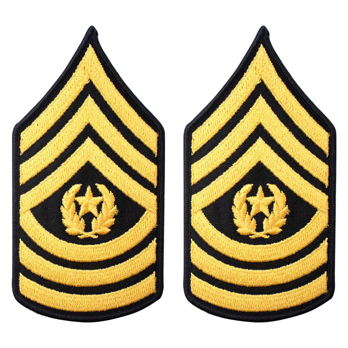 Army Chevron: Command Sergeant Major - gold embroidered on blue, male
