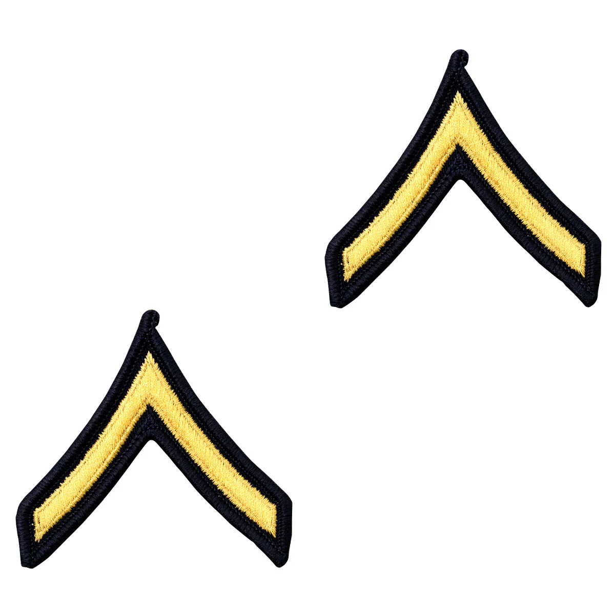 Army Chevron: Private - gold embroidered on blue, female