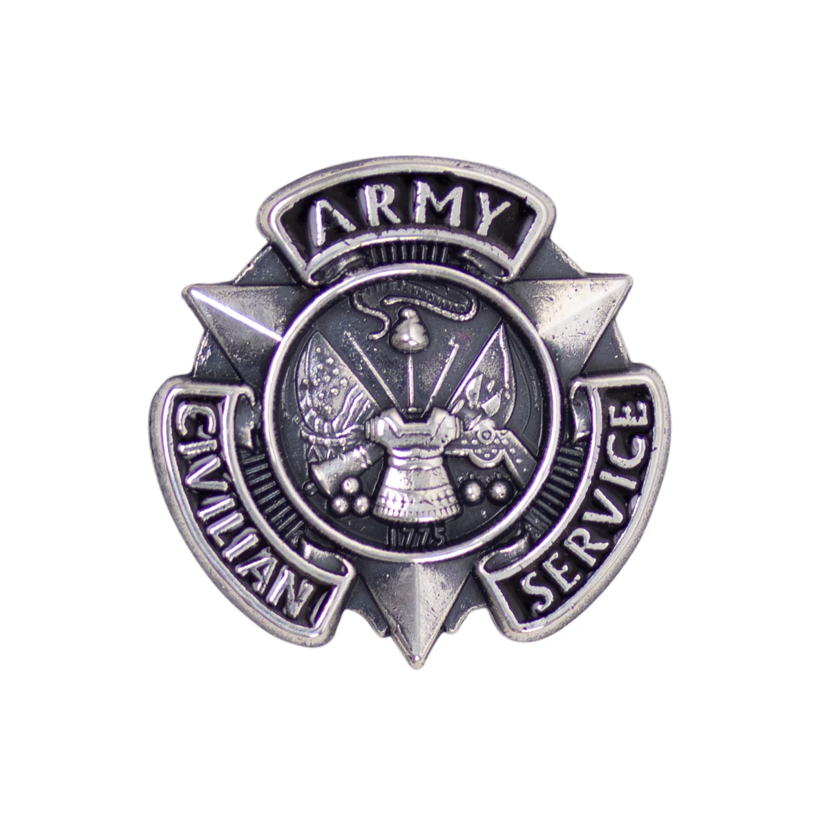Army Lapel Pin: Civilian Service Silver with Magnet - Oxidized