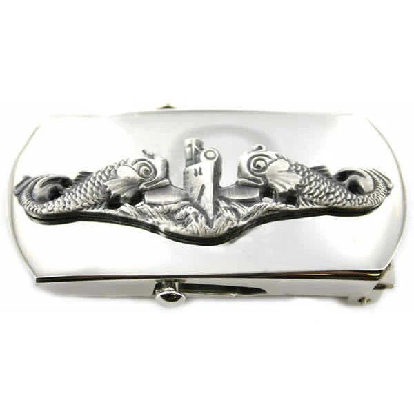 Navy Belt Buckle: Submarine Enlisted - oxidized emblem