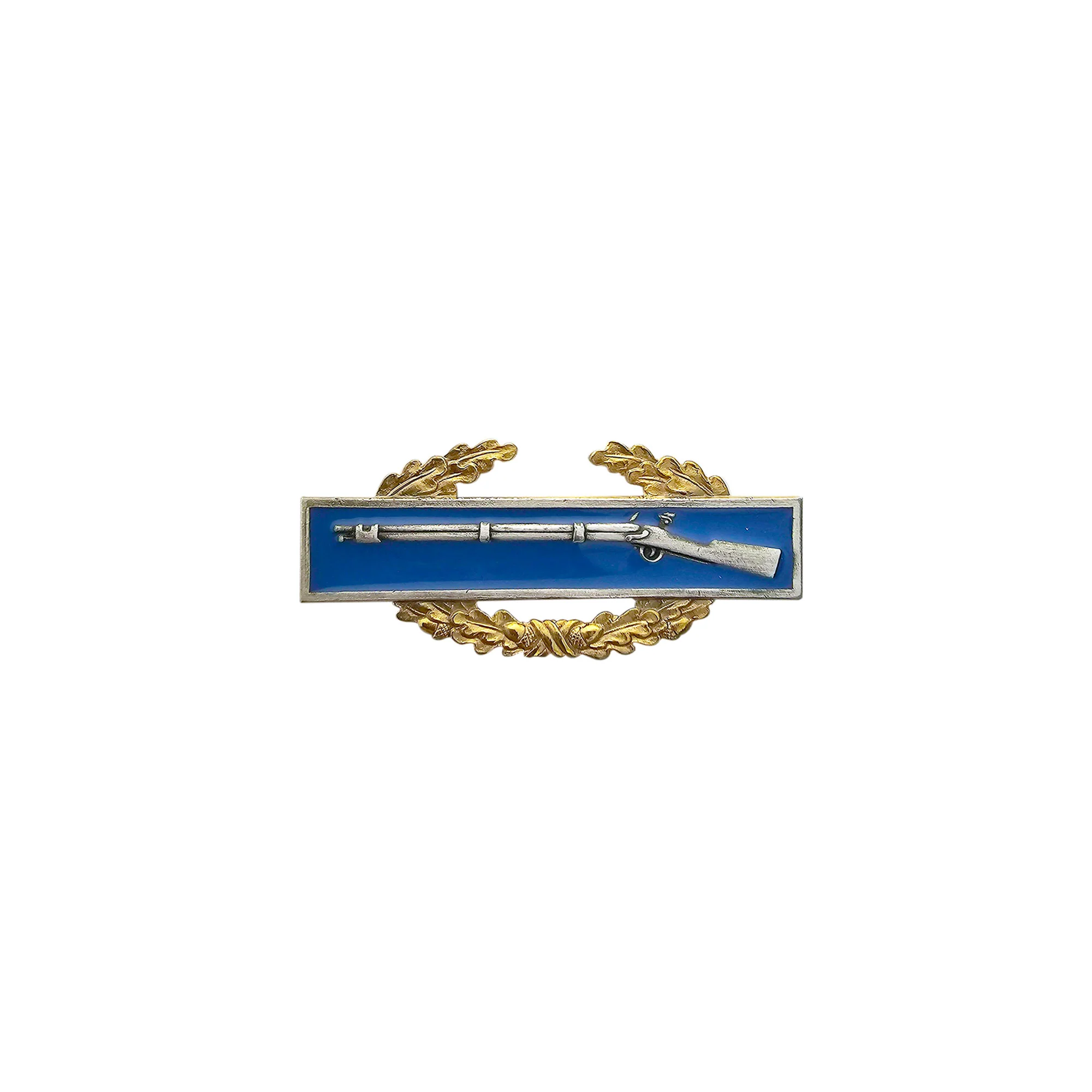 Army Badge: Master Combat Infantry First Award - dress miniature size, silver oxidized