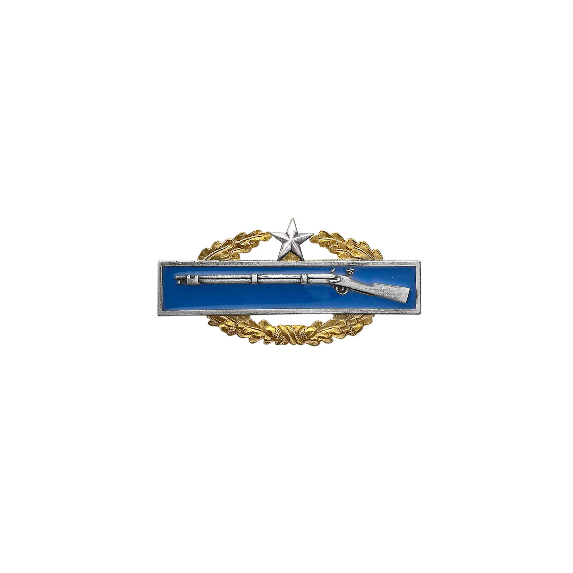Army Badge: Master Combat Infantry Second Award - dress miniature size, silver oxidized
