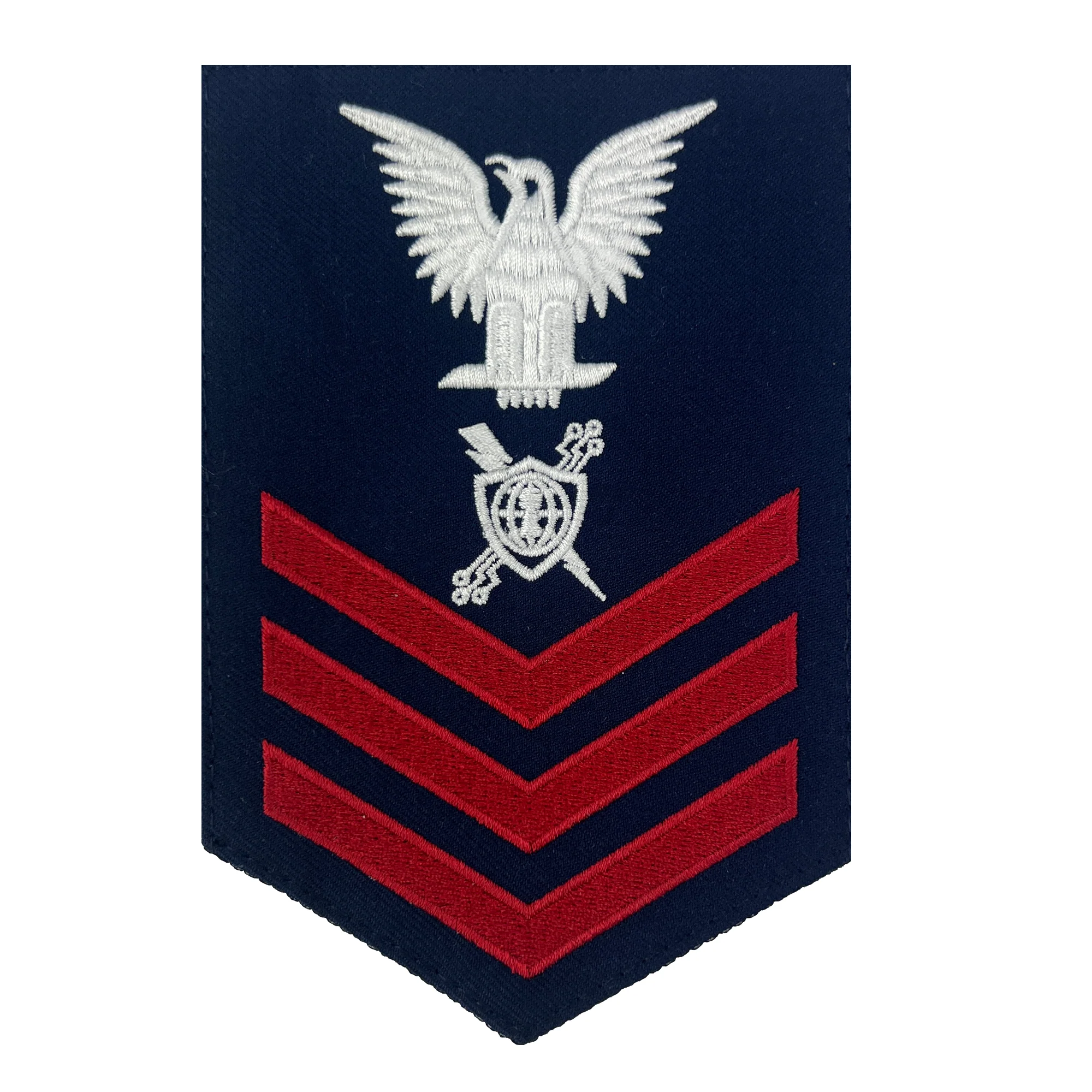 Coast Guard E6 Rating Badge:   Cyber Mission Specialist - Blue