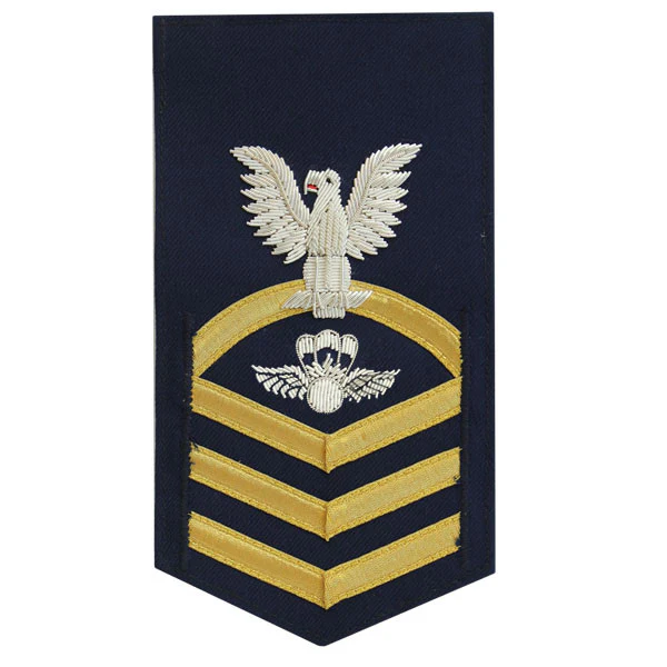 Coast Guard E7 Rating Badge:  Aviation Survival Technician - blue