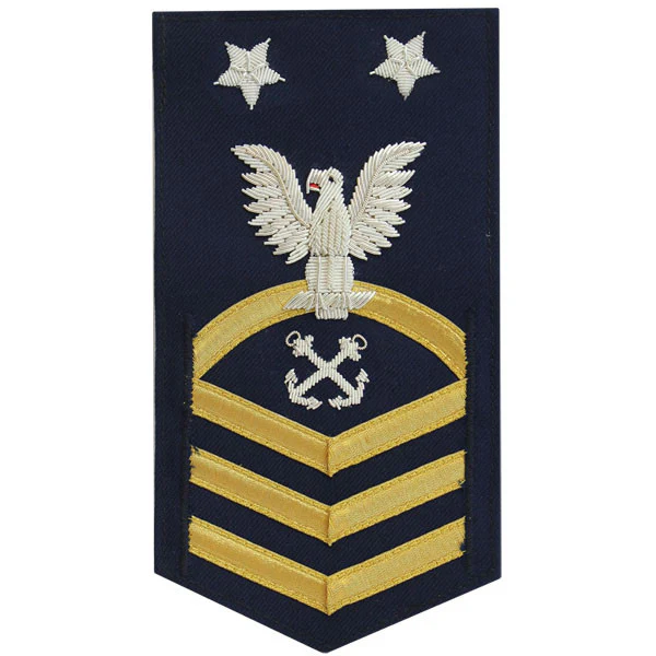 Coast Guard E9 Rating Badge:  Boatswain Mate "BM" - blue