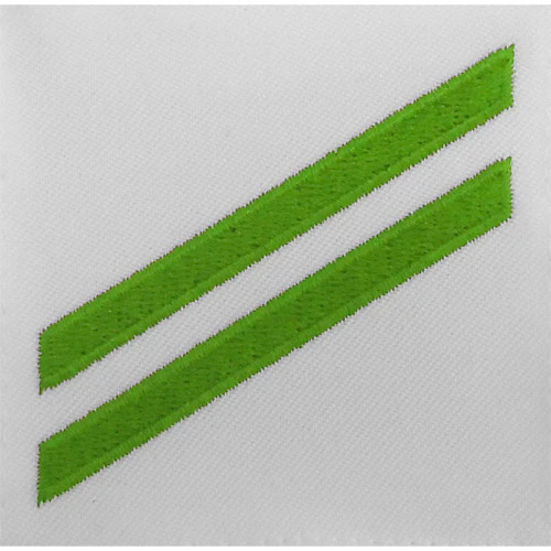 Navy E2 Rating Badge: Airman Apprentice - green chevrons on white CNT