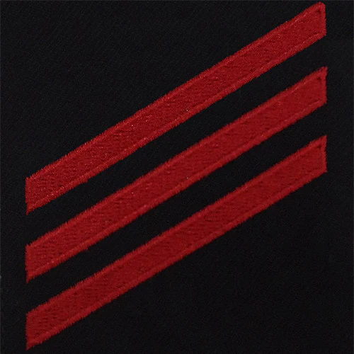 Navy E3 Rating Badge: Fireman - red chevrons on blue serge