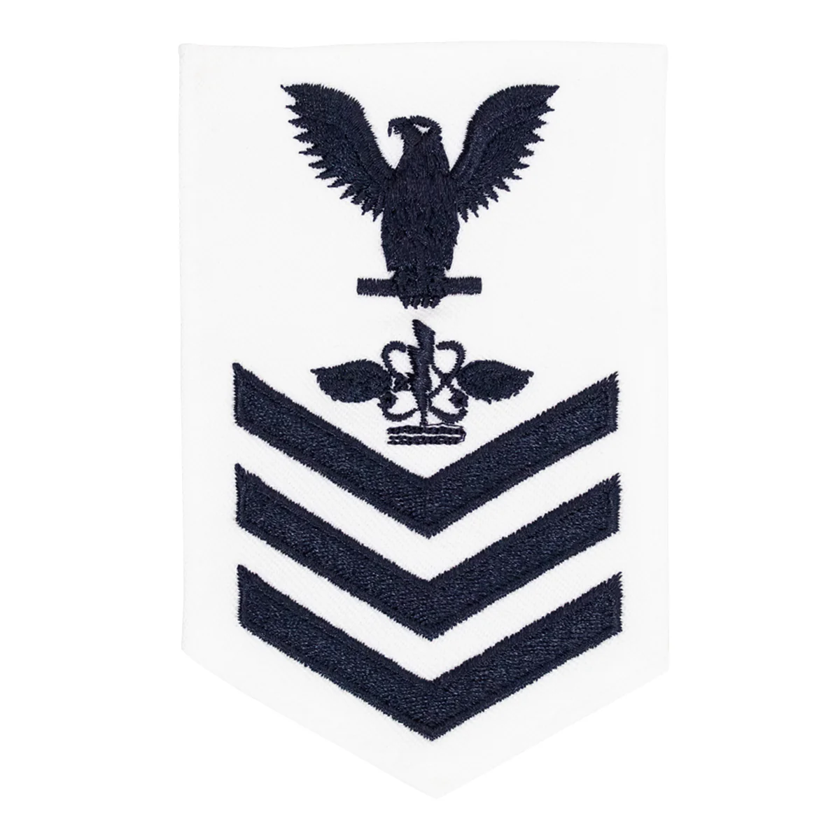 Navy E6 FEMALE Rating Badge: Aviation Warfare System Operator  - white
