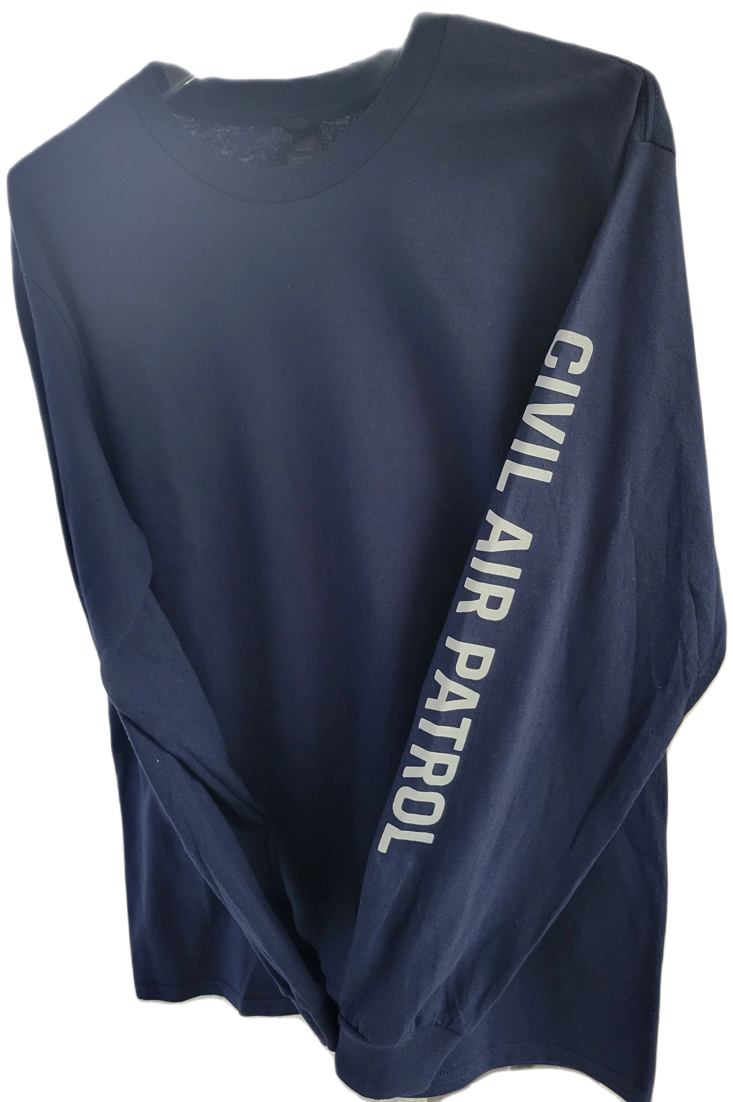 Civil Air Patrol Leisure Shirt: Male Long Sleeve T-Shirt (Navy) with Grey Flying V