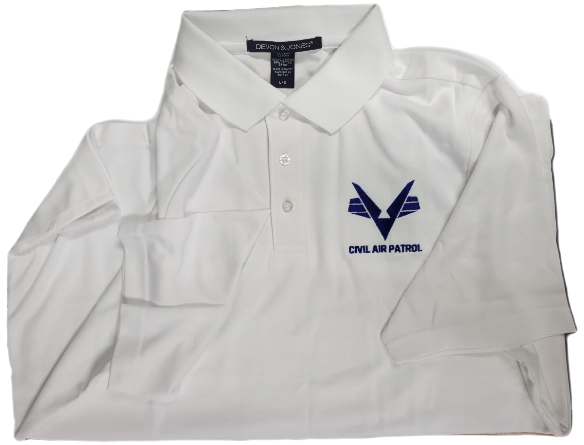Civil Air Patrol Leisure Shirt: Short Sleeve - White Polo, Male