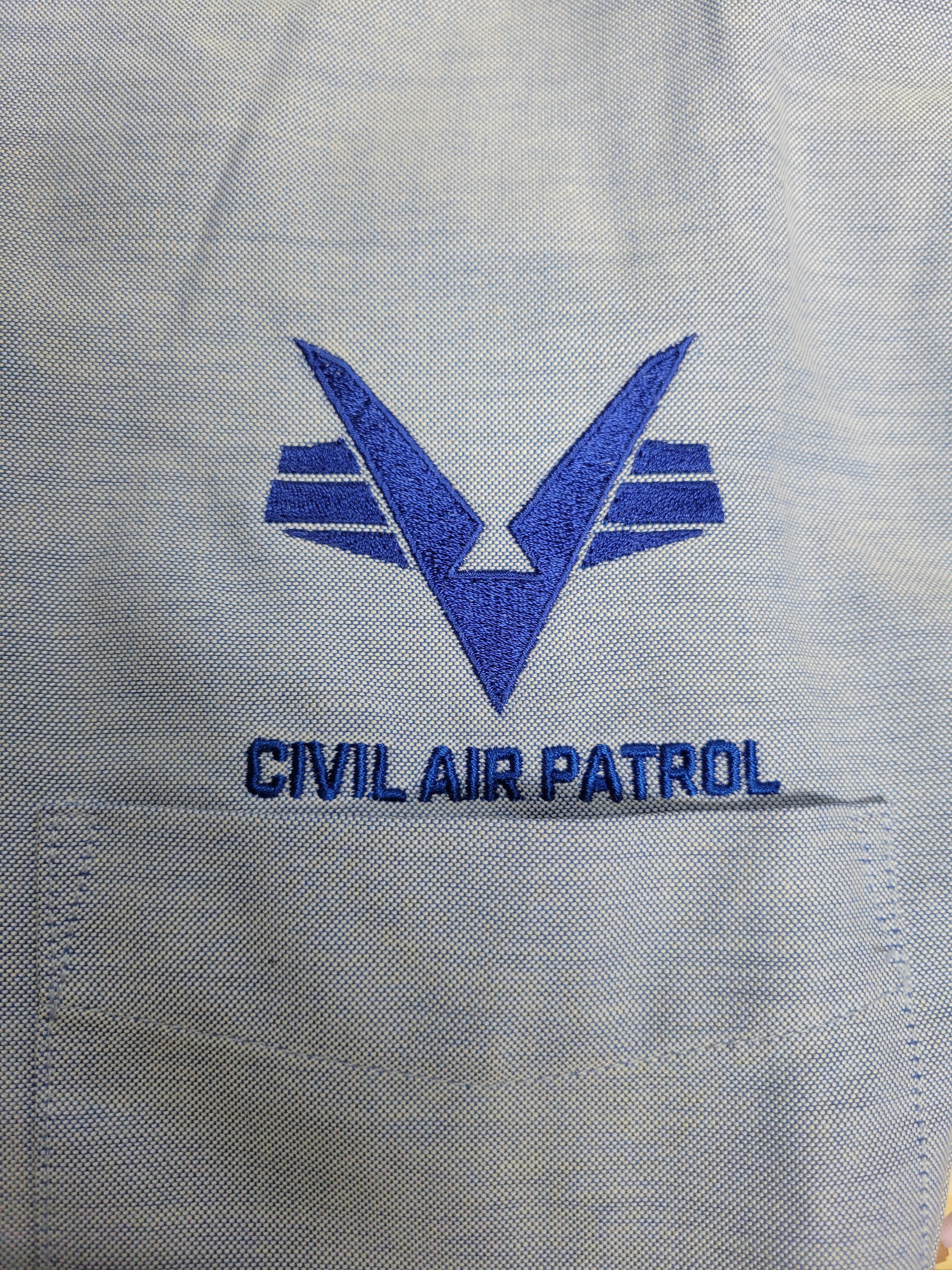 Civil Air Patrol Leisure Shirt: Male Long Sleeve (Navy Blue) with/Flying V.