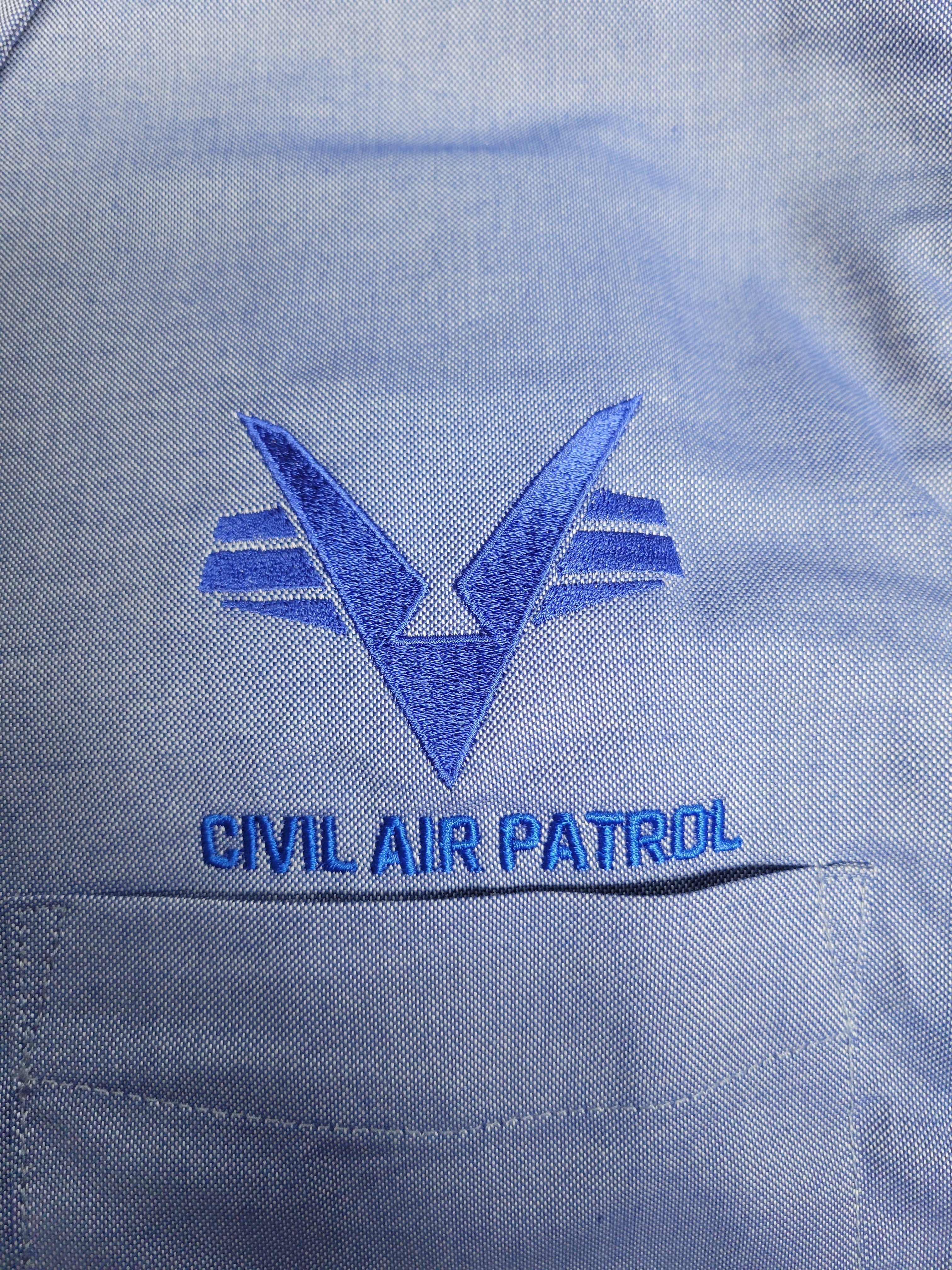 Civil Air Patrol Leisure Shirt: Male Long Sleeve (Oxford Blue) with/Flying V