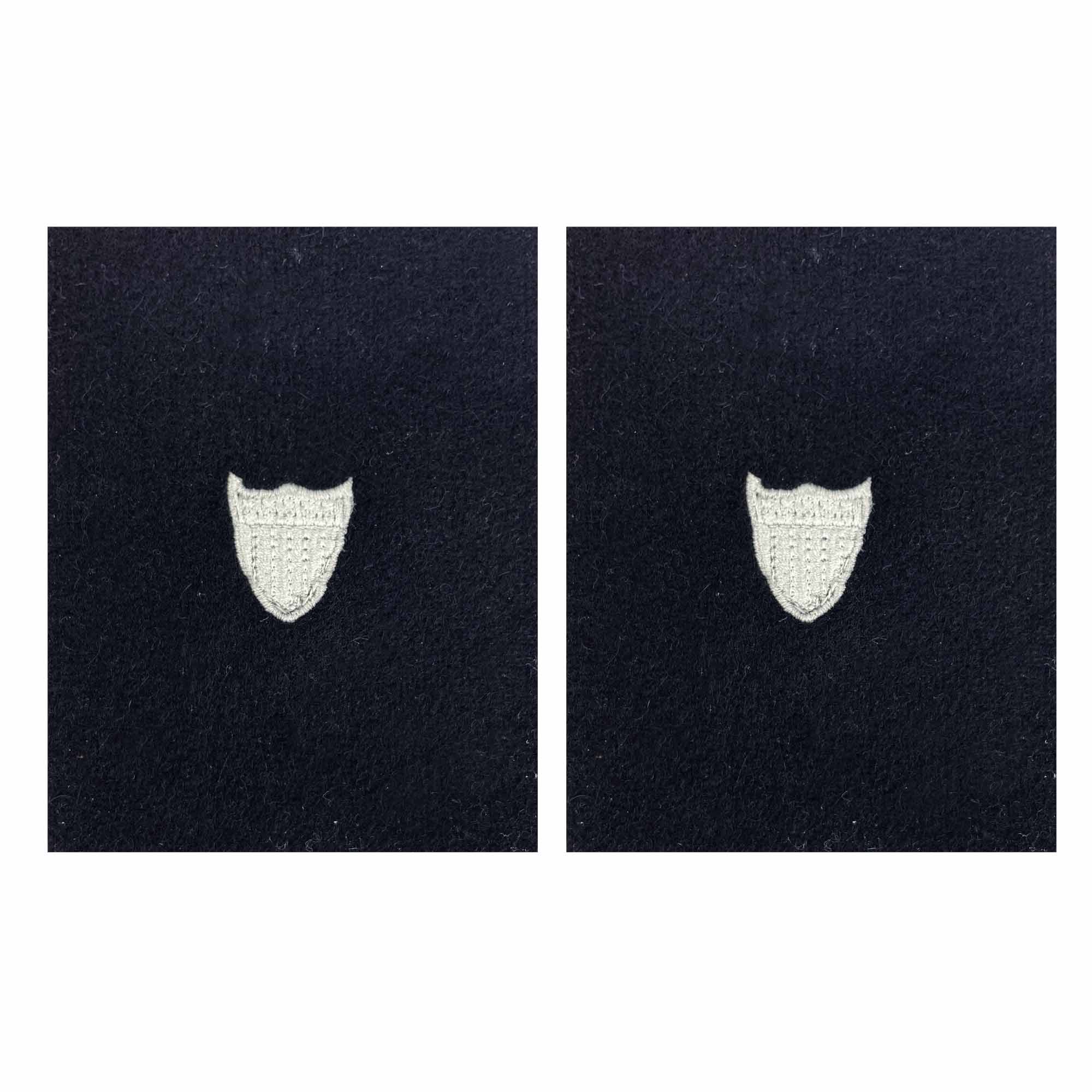 Coast Guard Sleeve Device: White Shield on Black Melton