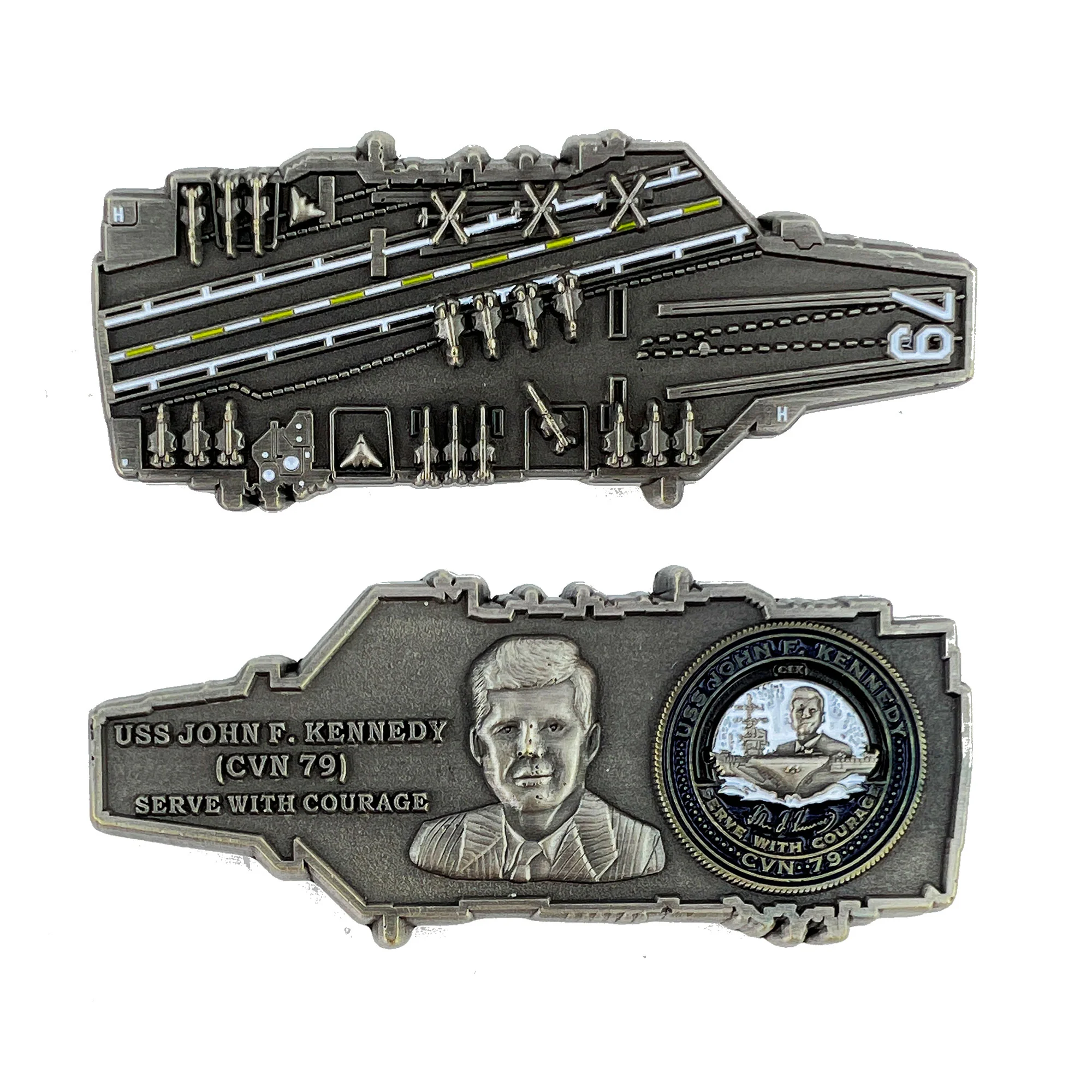 Coin: 3" USS John F Kennedy CVN-79 - Carrier Shape