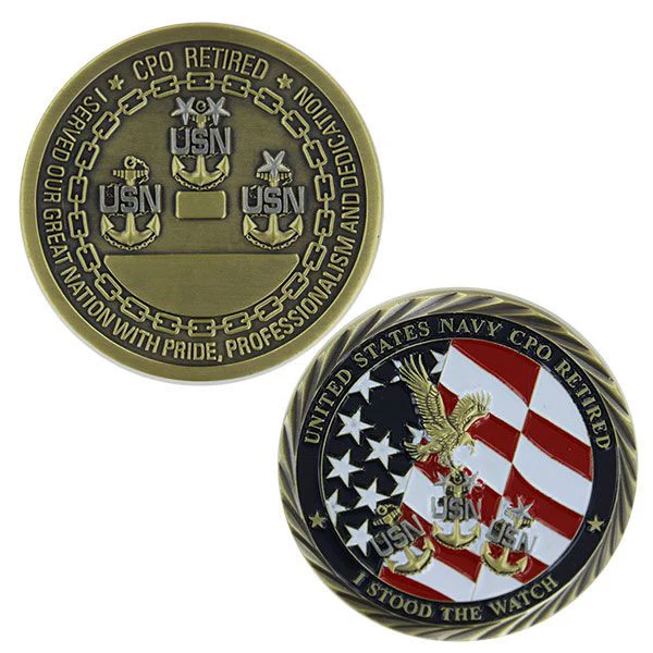 Navy Coin: 1-3/4" Antique Navy Retired Chief