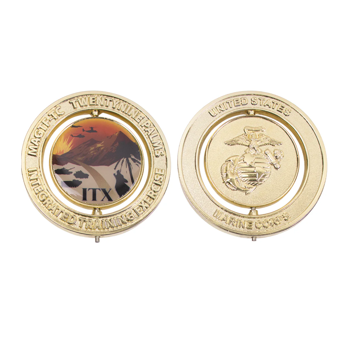 Marine Corps Spinner Coin:  2" Marine Corps 29 Palms ITX Logo