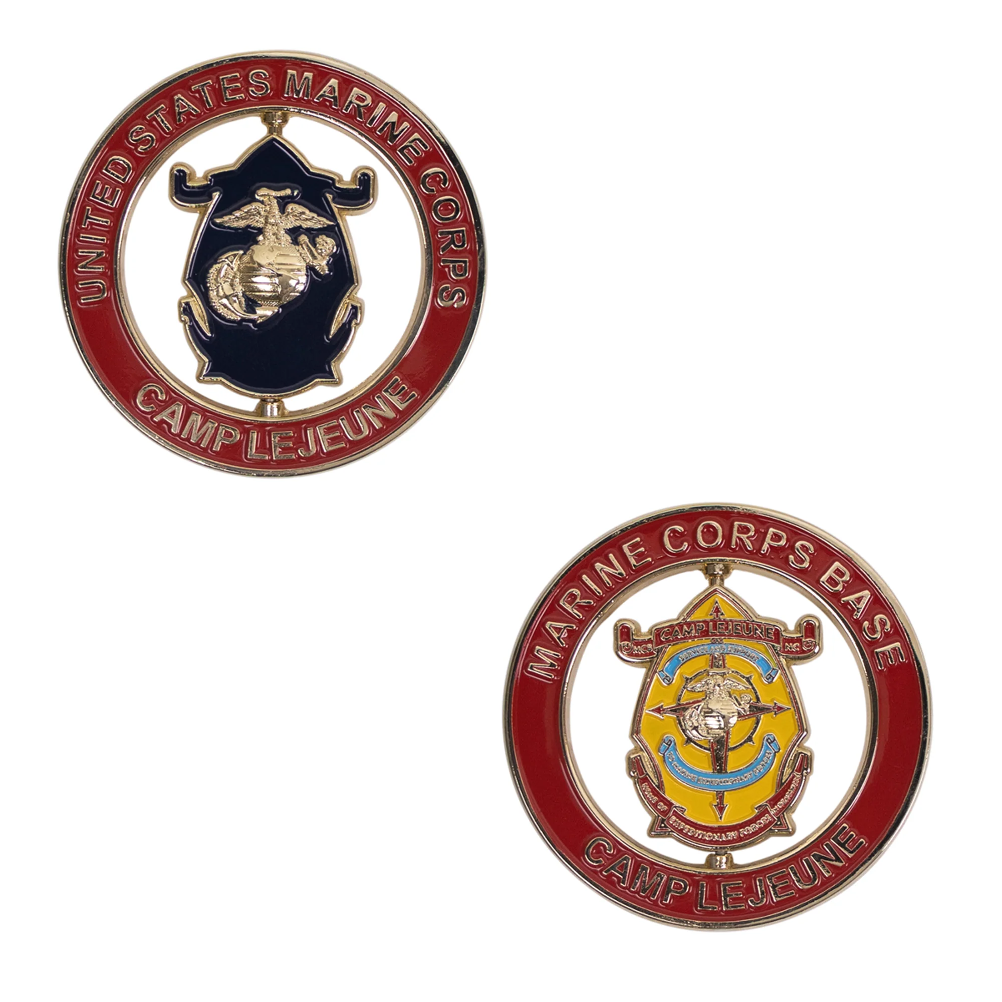 Marine Corps Spinner Coin:  2" Marine Corps Base Camp Lejeune