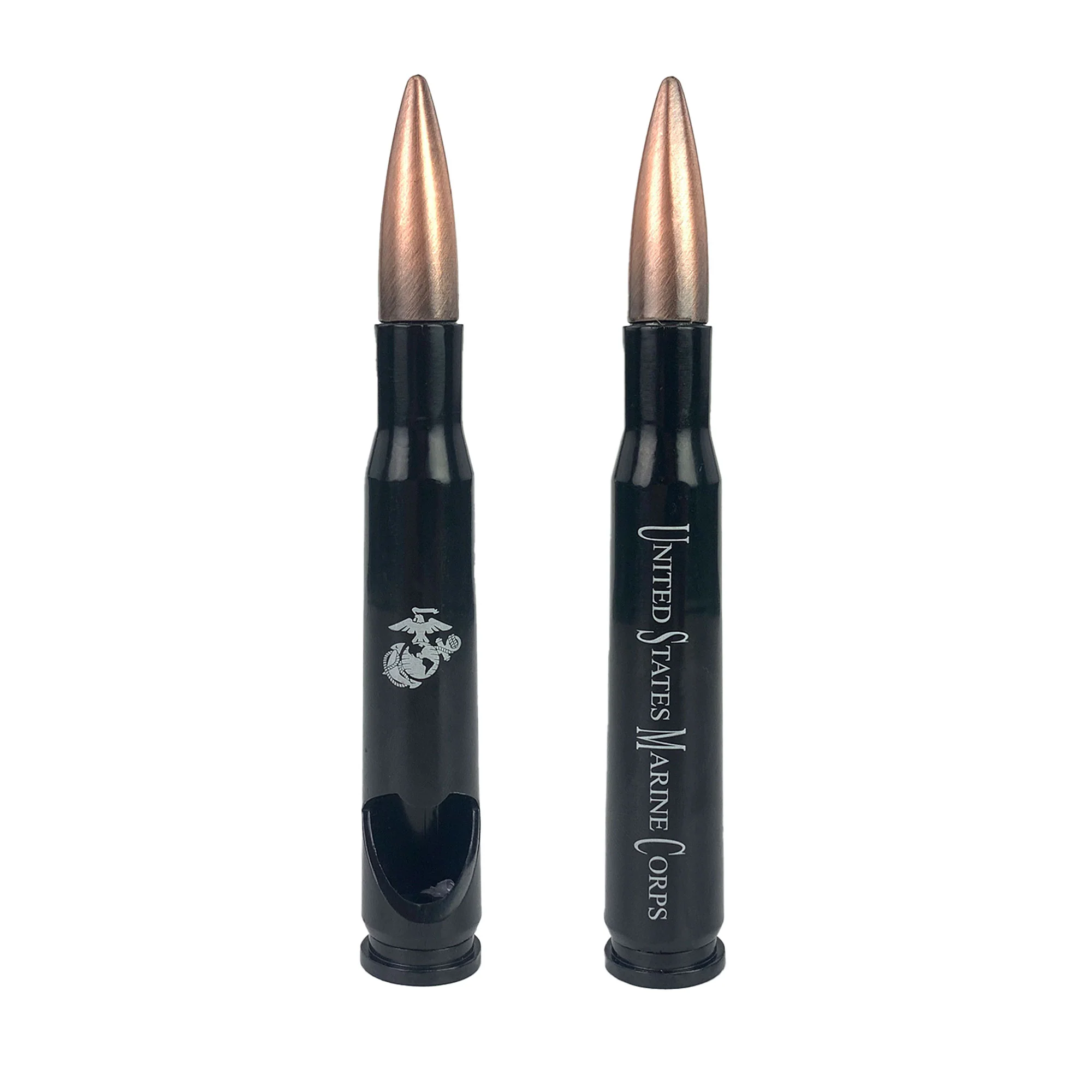 Bottle Opener: U.S.M.C. - 50 Caliber Bullet Black with Eagle Globe and Anchor