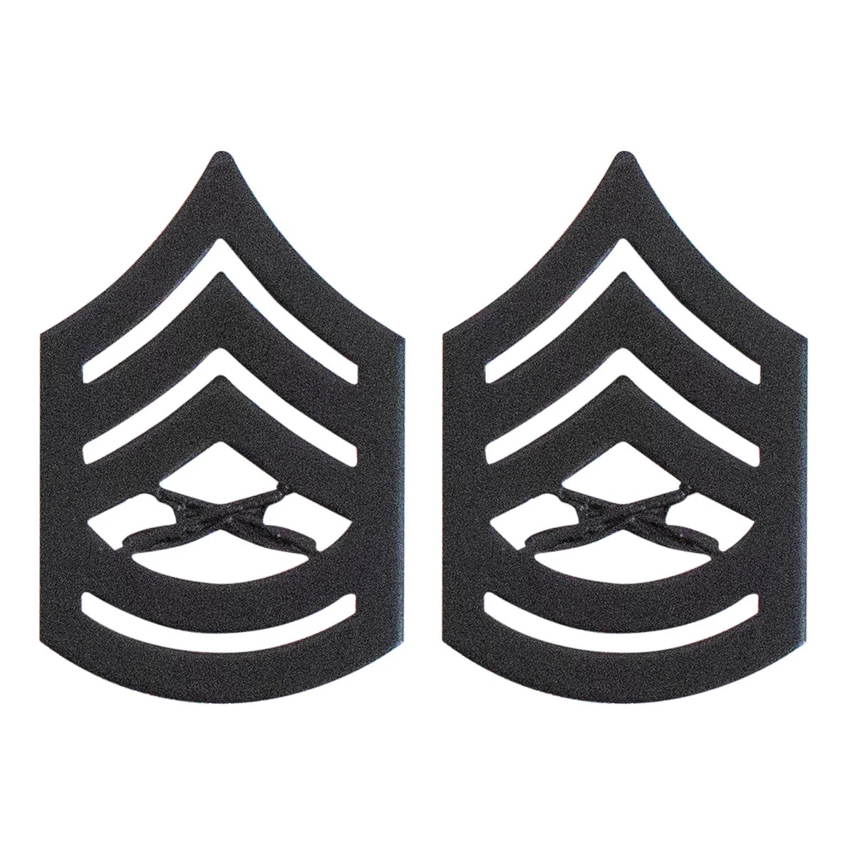 Marine Corps Chevron: Gunnery Sergeant - black metal, solid brass